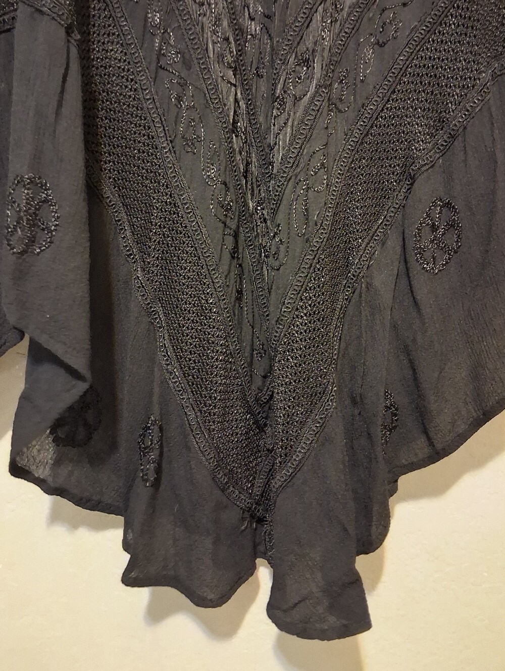 Victorian Style Black Tiered Skirt Embroidered Handkerchief Renaissance - Picture 5 of 16